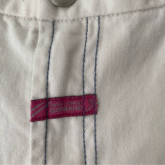 Marithe Francois Girbaud White Denim Capri Cropped Rainbow Embroidered Jeans 27 - Picture 9 of 11